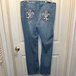 Earl Jeans Women's Boot Cut Jeans - Light Blue with White Embroidery